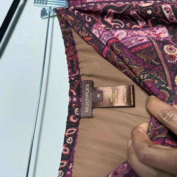 Pink and Purple Bohemian Style Patchwork Midi Skirt - Picture 5 of 6